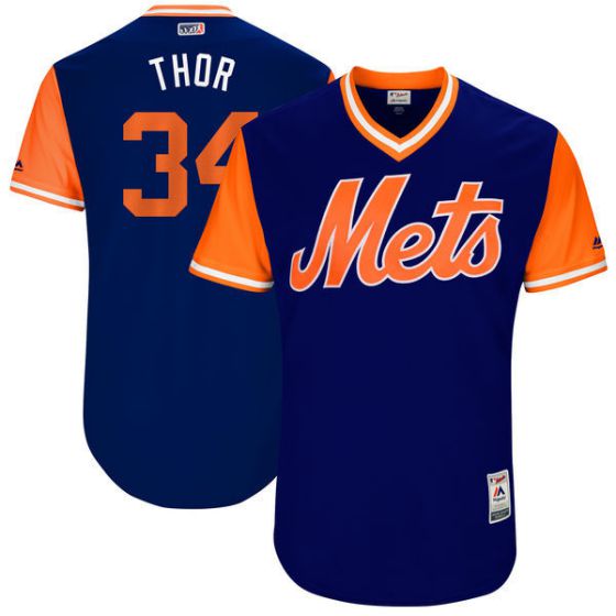 Men New York Mets #34 Thor Blue New Rush Limited MLB Jerseys->milwaukee brewers->MLB Jersey